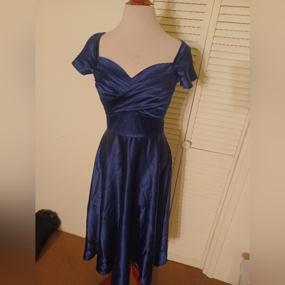Stop Staring blue satin swing dress